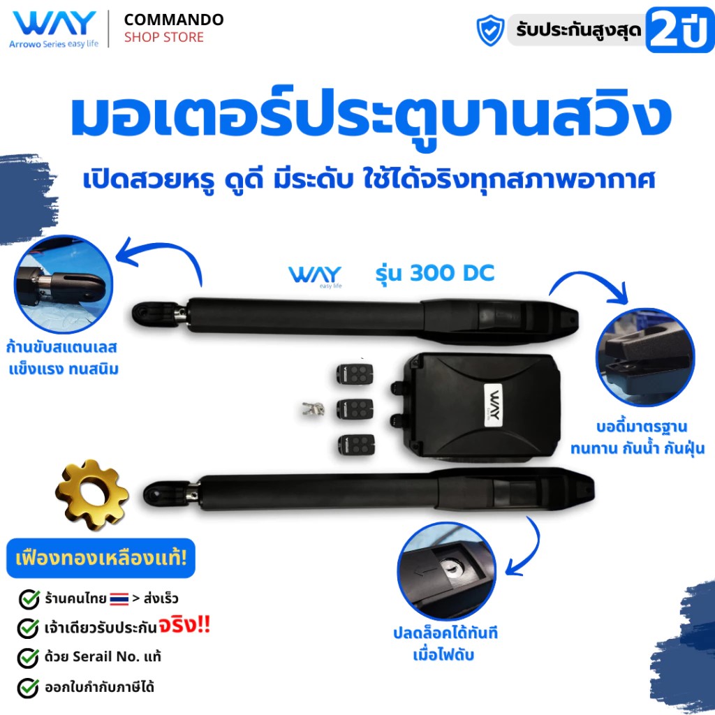 มอเตอร์ประตูบานสวิง WAY รุ่น 300 กิโล รับประกัน 2ปี