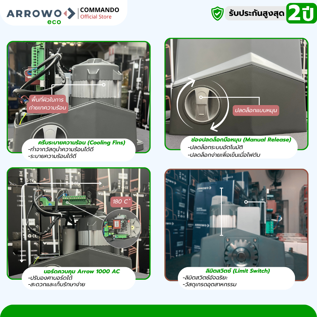 Arrowo มอเตอร์ประตูรีโมท กำลังมอเตอร์ 550W ARG-1000 Eco รูปที่ 3