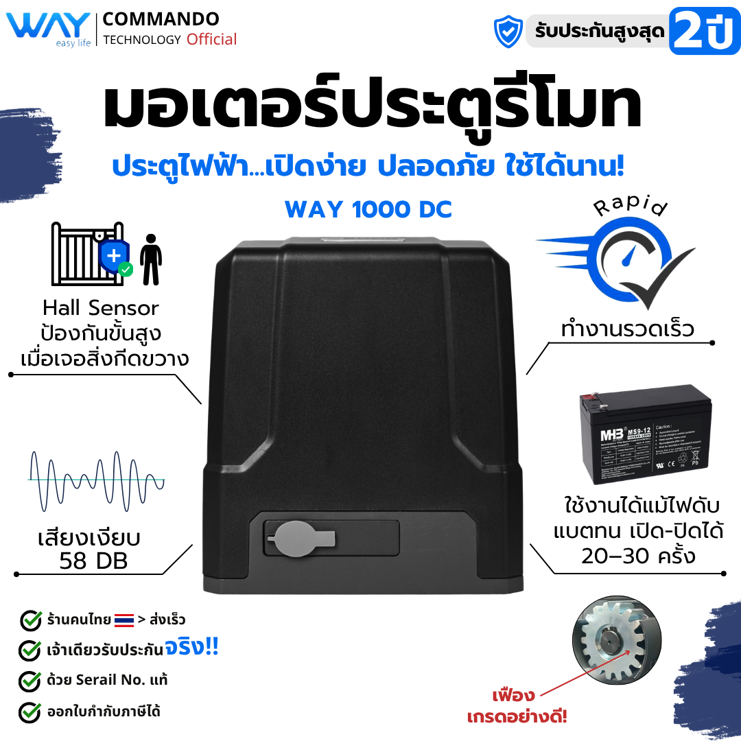 WAY มอเตอร์ประตูรีโมท 1000AC