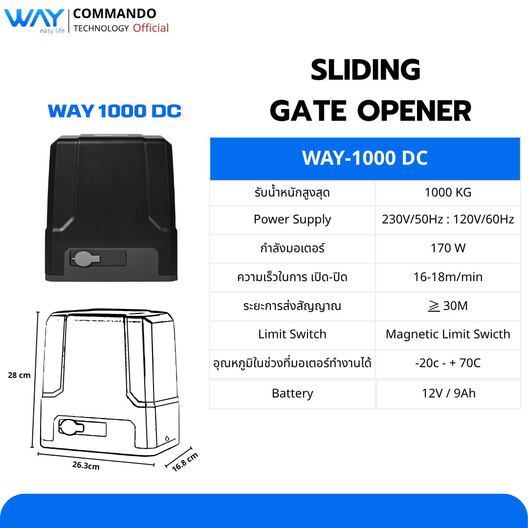 WAY มอเตอร์ประตูรีโมท 1000AC รูปที่ 3